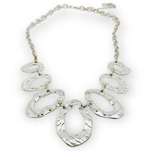 Dana Buchman Chunky Silver Tone Embossed Necklace 23" + 4" Extender